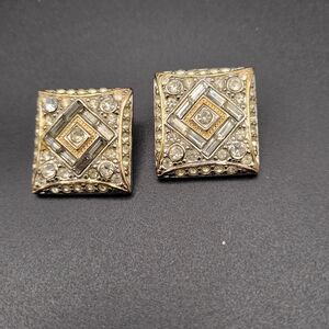 Elegant Gold and Silver Square Earrings